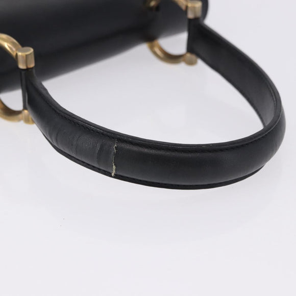 CELINE Handtasche Leder Schwarz Gold Auth 123571