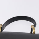 CELINE Handtasche Leder Schwarz Gold Auth 123571-5