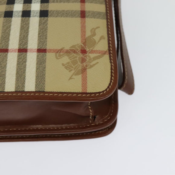 Burberrys Nova Check Clutch Bag PVC Beige Auth 123573