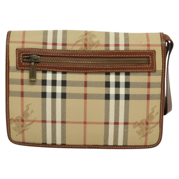 Burberrys Nova Check Clutch Bag PVC Beige Auth 123573