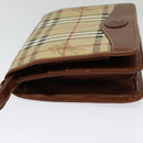 Burberrys Nova Check Clutch Bag PVC Beige Auth 123573-4