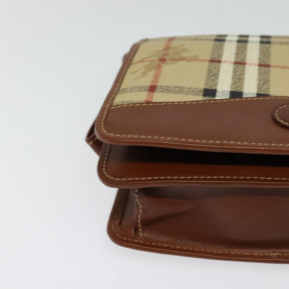 Burberrys Nova Check Clutch Bag PVC Beige Auth 123573