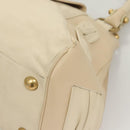 Salvatore Ferragamo Gancini Shoulder Bag Leather White Gold Auth 123574-14