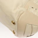 Salvatore Ferragamo Gancini Shoulder Bag Leather White Gold Auth 123574-16