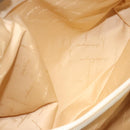 Salvatore Ferragamo Gancini Shoulder Bag Leather White Gold Auth 123574-11