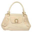 Salvatore Ferragamo Gancini Shoulder Bag Leather White Gold Auth 123574-13