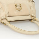 Salvatore Ferragamo Gancini Shoulder Bag Leather White Gold Auth 123574-6