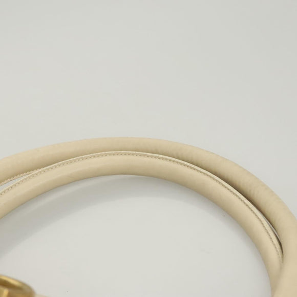 Salvatore Ferragamo Gancini Shoulder Bag Leather White Gold Auth 123574