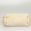 Salvatore Ferragamo Gancini Shoulder Bag Leather White Gold Auth 123574-5