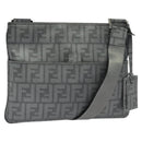 FENDI Zucca Canvas Shoulder Bag PVC Gray Silver Auth 123589V-1