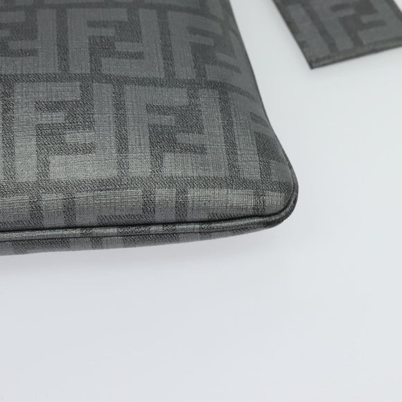 FENDI Zucca Canvas Shoulder Bag PVC Gray Silver Auth 123589V