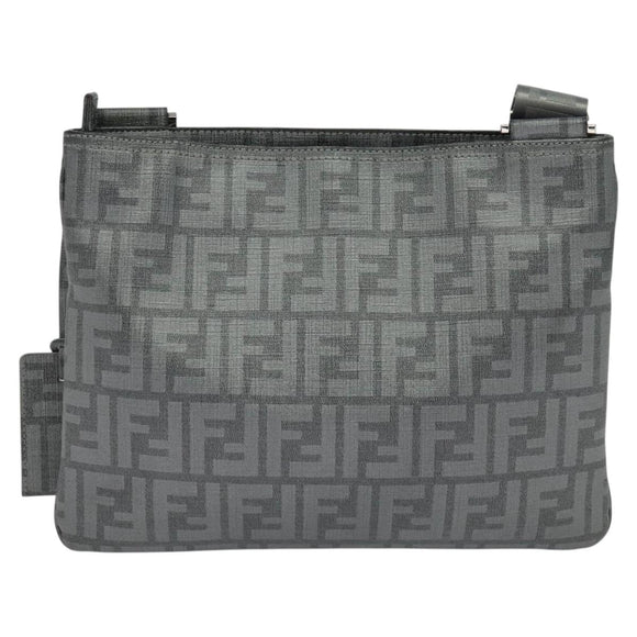 FENDI Zucca Canvas Shoulder Bag PVC Gray Silver Auth 123589V