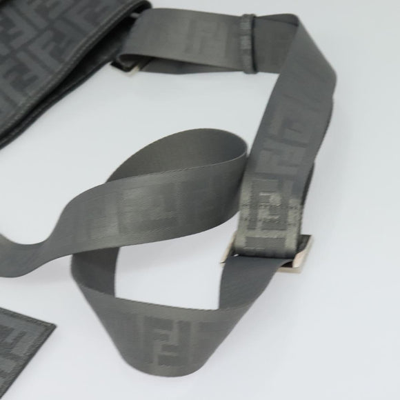 FENDI Zucca Canvas Shoulder Bag PVC Gray Silver Auth 123589V