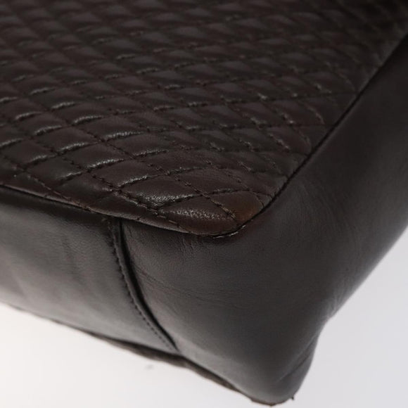 BALLY Quilted Chain Shoulder Bag Leather Black Gold Auth 123611