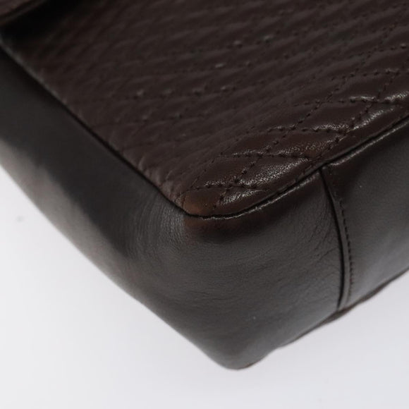 BALLY Quilted Chain Shoulder Bag Leather Black Gold Auth 123611