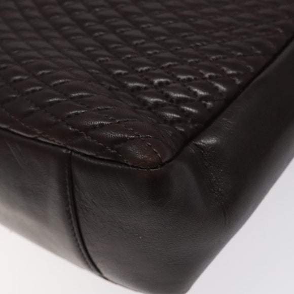 BALLY Quilted Chain Shoulder Bag Leather Black Gold Auth 123611