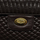 BALLY Quilted Chain Shoulder Bag Leather Black Gold Auth 123611-14