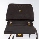 BALLY Quilted Chain Shoulder Bag Leather Black Gold Auth 123611-15