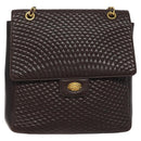 BALLY Quilted Chain Shoulder Bag Leather Black Gold Auth 123611-2