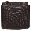 BALLY Quilted Chain Shoulder Bag Leather Black Gold Auth 123611-3