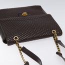 BALLY Quilted Chain Shoulder Bag Leather Black Gold Auth 123611-6