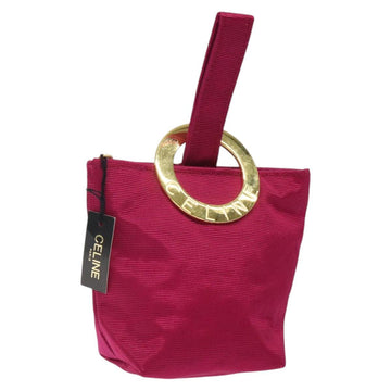 CELINE Circle Pouch Nylon Pink Gold Auth 123645