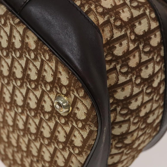 Christian Dior Trotter Canvas Shoulder Bag Brown Gold Auth 123655