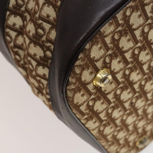 Christian Dior Trotter Canvas Shoulder Bag Brown Gold Auth 123655