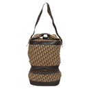 Christian Dior Trotter Canvas Shoulder Bag Brown Gold Auth 123655-13