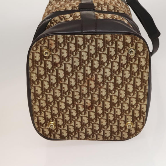 Christian Dior Trotter Canvas Shoulder Bag Brown Gold Auth 123655