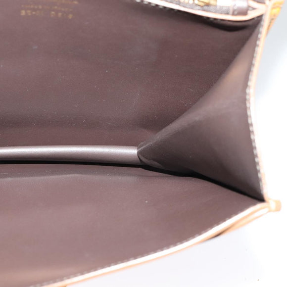 Salvatore Ferragamo Gancini Shoulder Bag Leather 2way Brown Gold Auth 123668