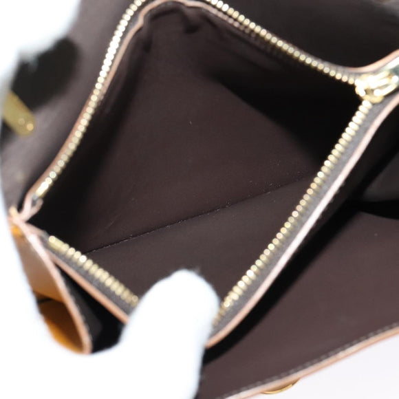 Salvatore Ferragamo Gancini Shoulder Bag Leather 2way Brown Gold Auth 123668