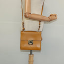Salvatore Ferragamo Gancini Shoulder Bag Leather 2way Brown Gold Auth 123668-23