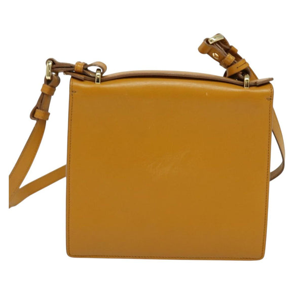 Salvatore Ferragamo Gancini Shoulder Bag Leather 2way Brown Gold Auth 123668