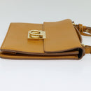 Salvatore Ferragamo Gancini Shoulder Bag Leather 2way Brown Gold Auth 123668-4