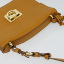 Salvatore Ferragamo Gancini Shoulder Bag Leather 2way Brown Gold Auth 123668-6