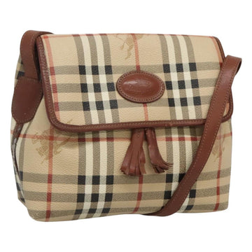 Burberrys Nova Check Shoulder Bag PVC Beige Gold Auth 123676