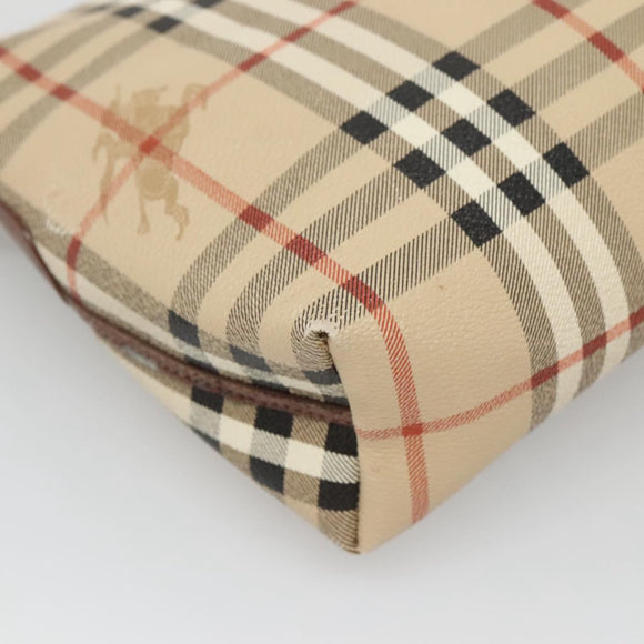 Burberrys Nova Check Shoulder Bag PVC Beige Gold Auth 123676