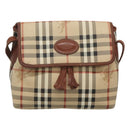 Burberrys Nova Check Shoulder Bag PVC Beige Gold Auth 123676-13