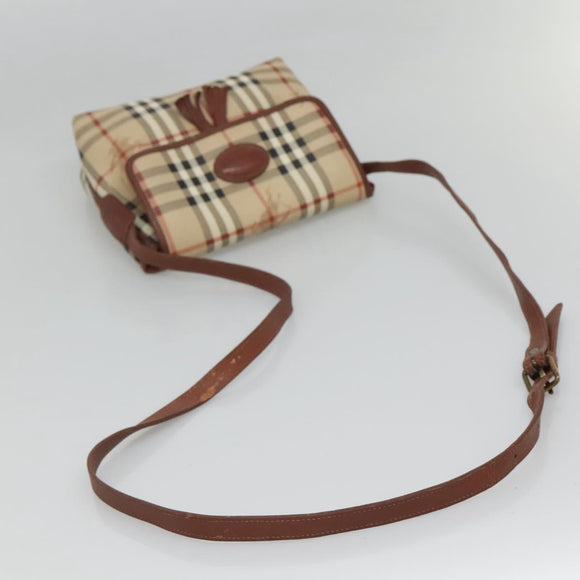 Burberrys Nova Check Shoulder Bag PVC Beige Gold Auth 123676