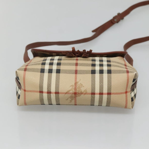 Burberrys Nova Check Shoulder Bag PVC Beige Gold Auth 123676