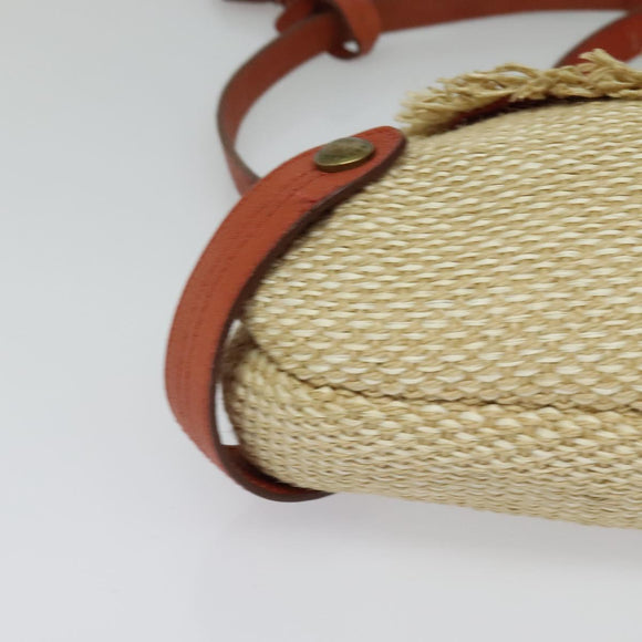 BURBERRY Blue Label Shoulder Bag Straw Beige Auth 123677