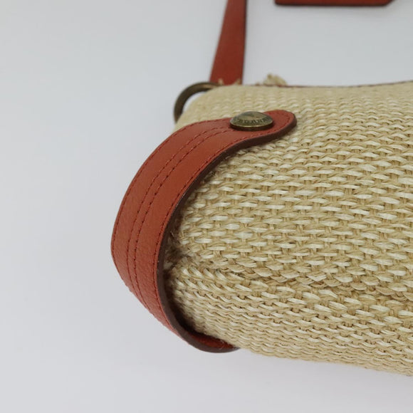 BURBERRY Blue Label Shoulder Bag Straw Beige Auth 123677