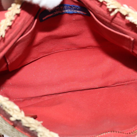 BURBERRY Blue Label Shoulder Bag Straw Beige Auth 123677