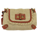 BURBERRY Blue Label Shoulder Bag Straw Beige Auth 123677-13