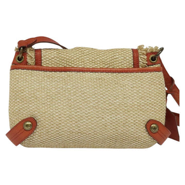 BURBERRY Blue Label Shoulder Bag Straw Beige Auth 123677 - 0