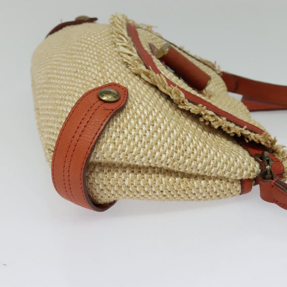 BURBERRY Blue Label Shoulder Bag Straw Beige Auth 123677