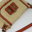 BURBERRY Blue Label Shoulder Bag Straw Beige Auth 123677-6