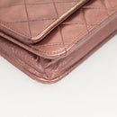 CHANEL Matelasse 2.25 Chain Wallet Shoulder Bag Leather Pink CC Auth 123687-14