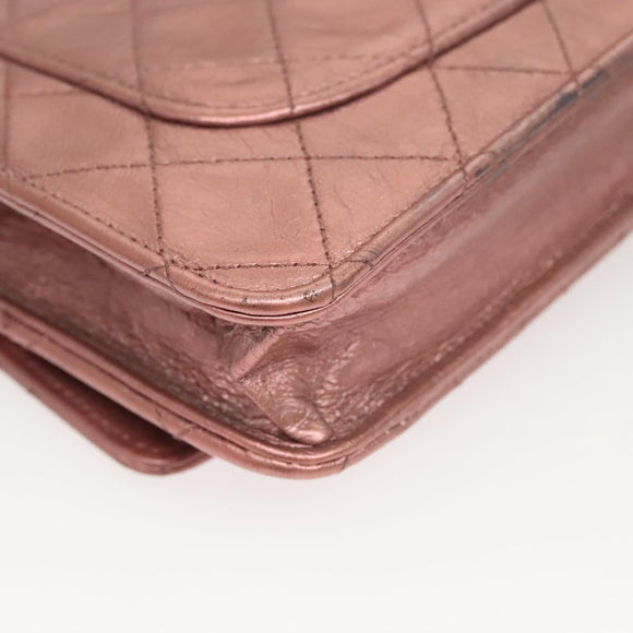 CHANEL Matelasse 2.25 Chain Wallet Shoulder Bag Leather Pink CC Auth 123687